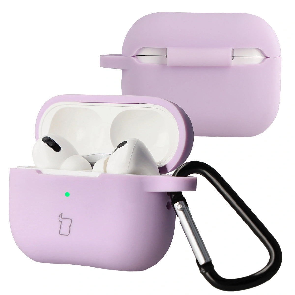 Silikonhülle mit Karabiner für AirPods Pro 2, Bizon Case Headphone Silicone, Lavendel