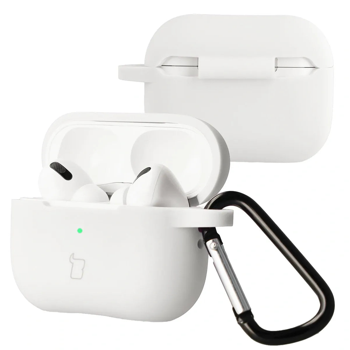 Silikonhülle mit Karabiner für AirPods Pro 2, Bizon Case Headphone Silicone, Weiß