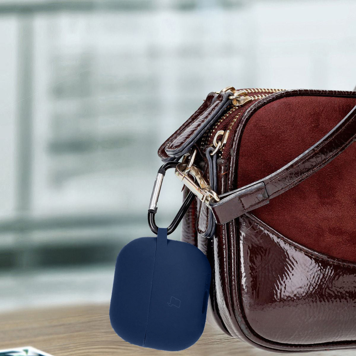 Silikonhülle mit Karabiner für Galaxy Buds 3/3 Pro/3 FE, Bizon Case Headphone Silicone, Dunkelblau