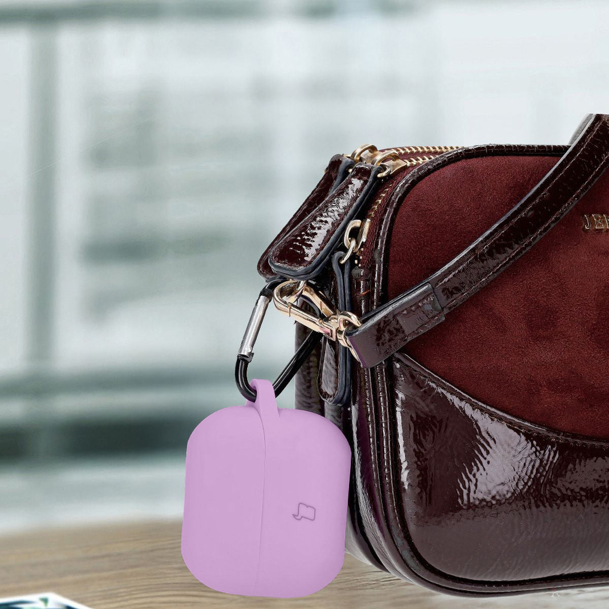 Silikonhülle mit Karabiner für Galaxy Buds 3/3 Pro/3 FE, Bizon Case Headphone Silicone, Hellviolett