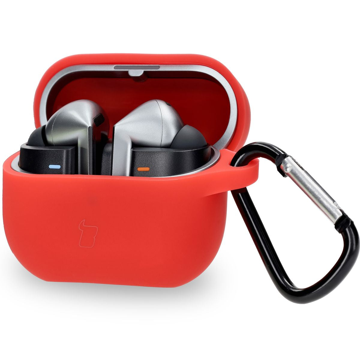 Silikonhülle mit Karabiner für Galaxy Buds 3/3 Pro/3 FE, Bizon Case Headphone Silicone, Rot