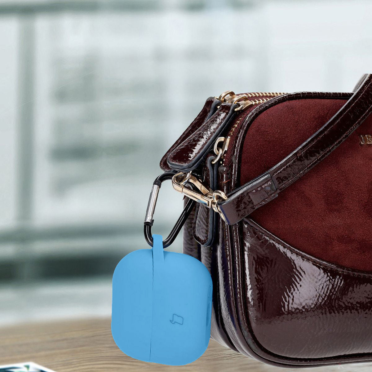 Silikonhülle mit Karabiner für Galaxy Buds 3/3 Pro/3 FE, Bizon Case Headphone Silicone, Blau
