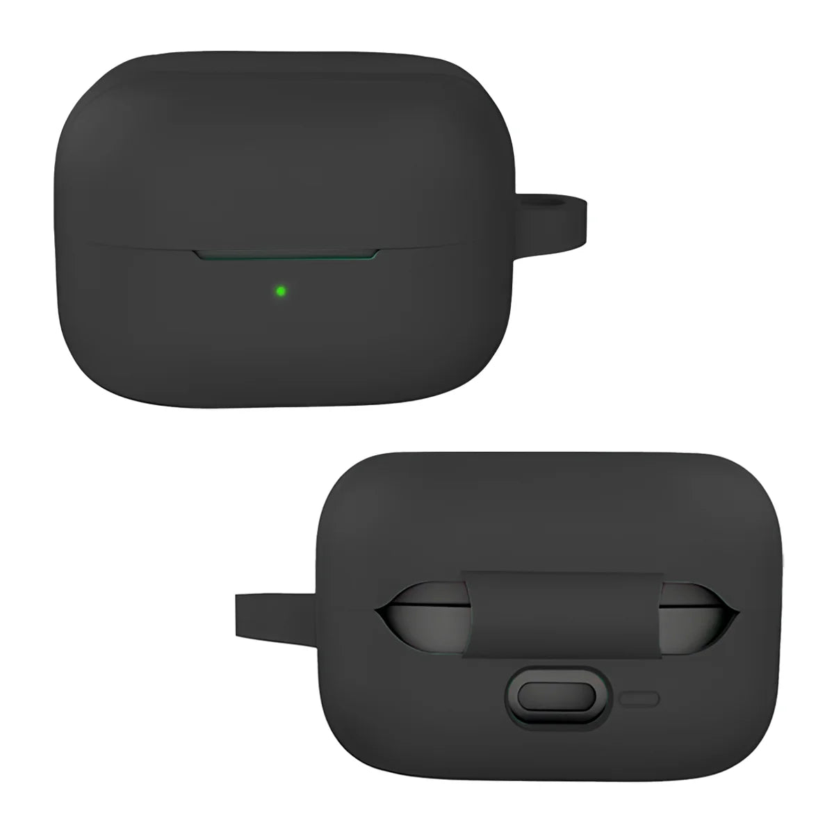 Silikonhülle mit Karabiner für Galaxy Buds 4 / 4 Pro, Bizon Case Headphone Silicone, Schwarz