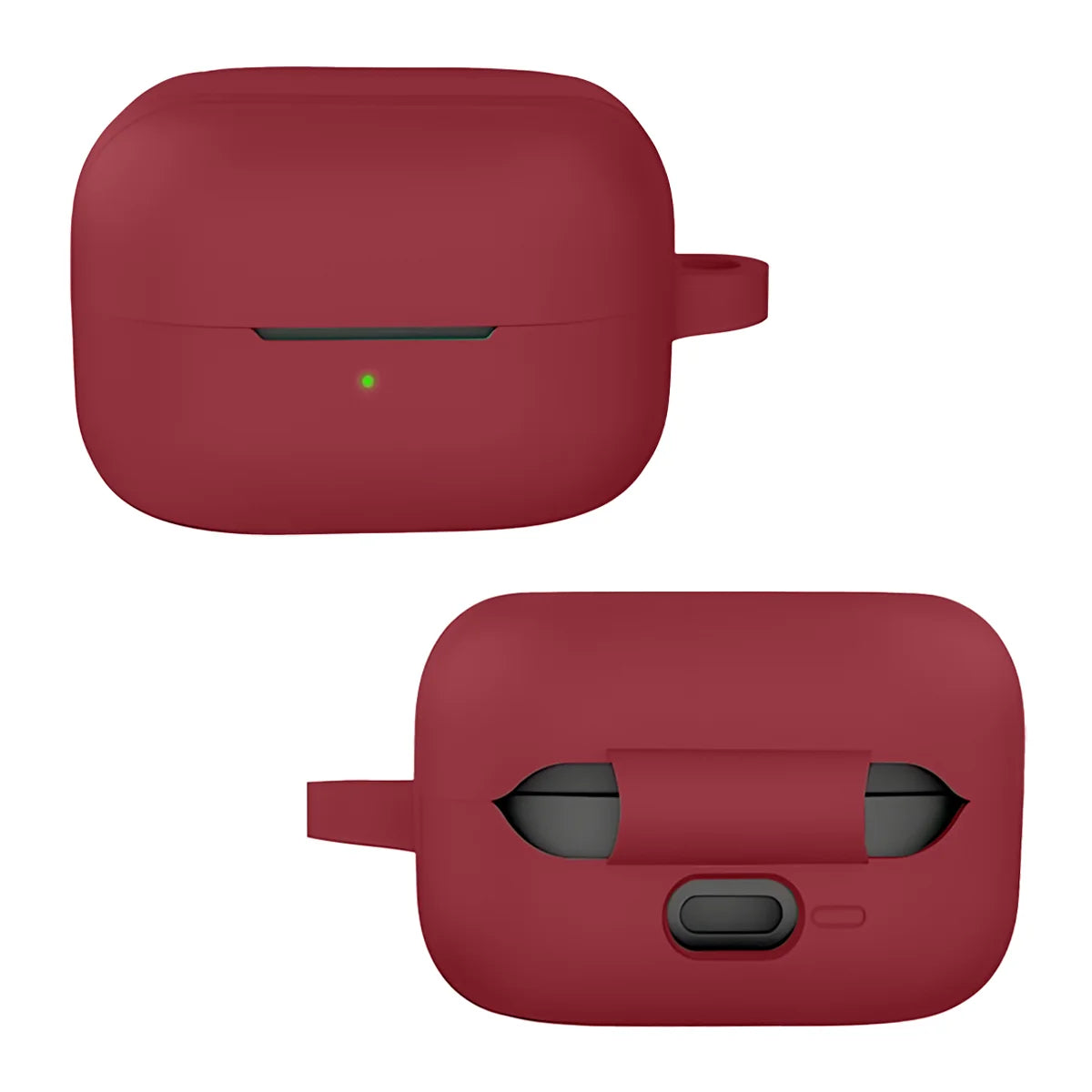 Silikonhülle mit Karabiner für Galaxy Buds 4 / 4 Pro, Bizon Case Headphone Silicone, Burgunderrot