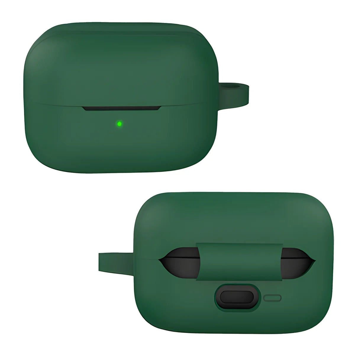 Silikonhülle mit Karabiner für Galaxy Buds 4 / 4 Pro, Bizon Case Headphone Silicone, Dunkelgrün