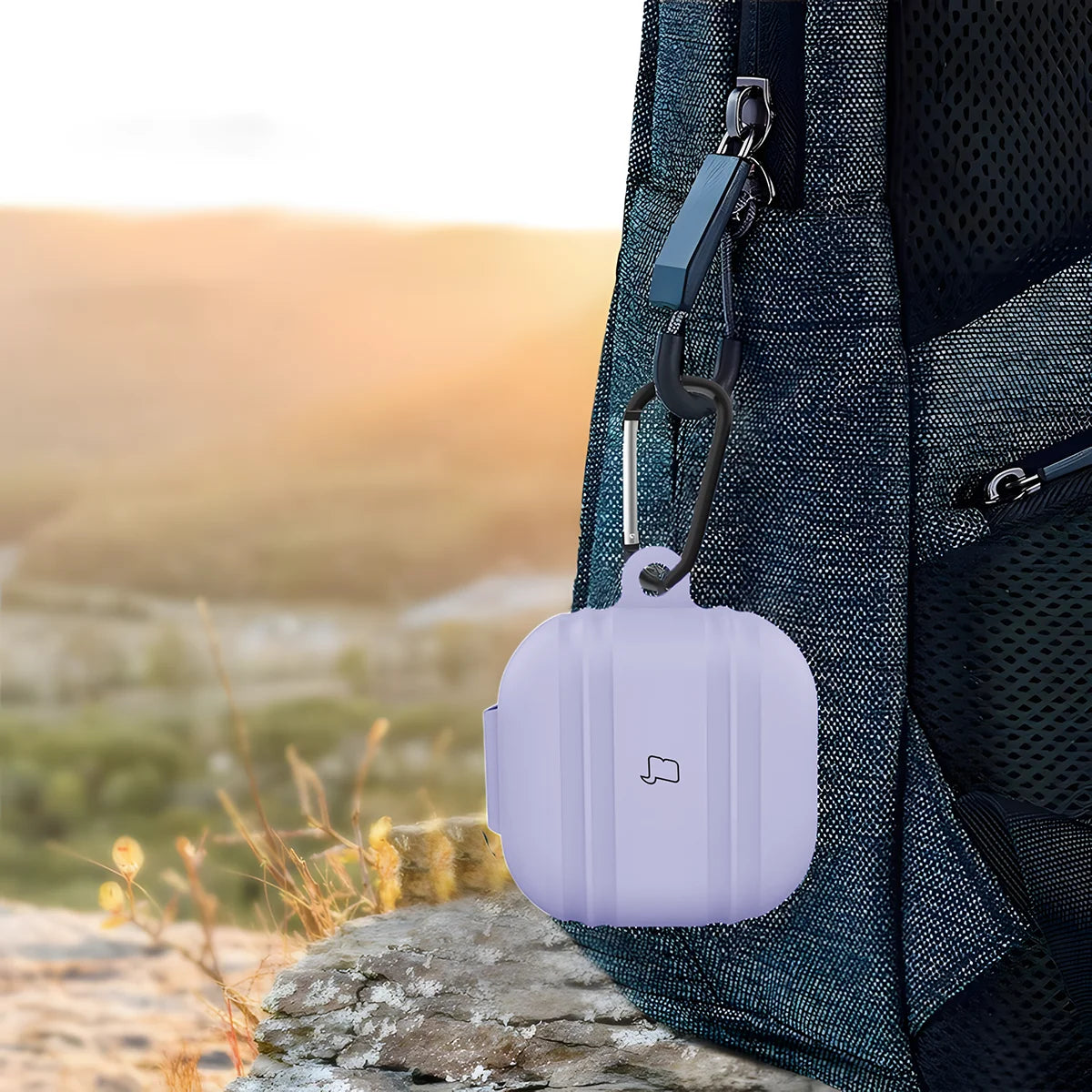 Silikonhülle mit Karabiner für Galaxy Buds 4 / 4 Pro, Bizon Case Headphone Silicone, Grau