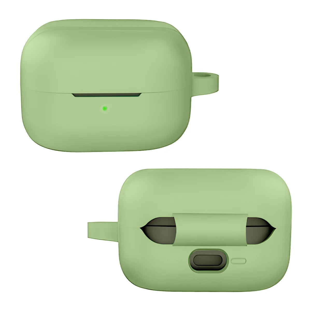 Silikonhülle mit Karabiner für Galaxy Buds 4 / 4 Pro, Bizon Case Headphone Silicone, Hellgrün