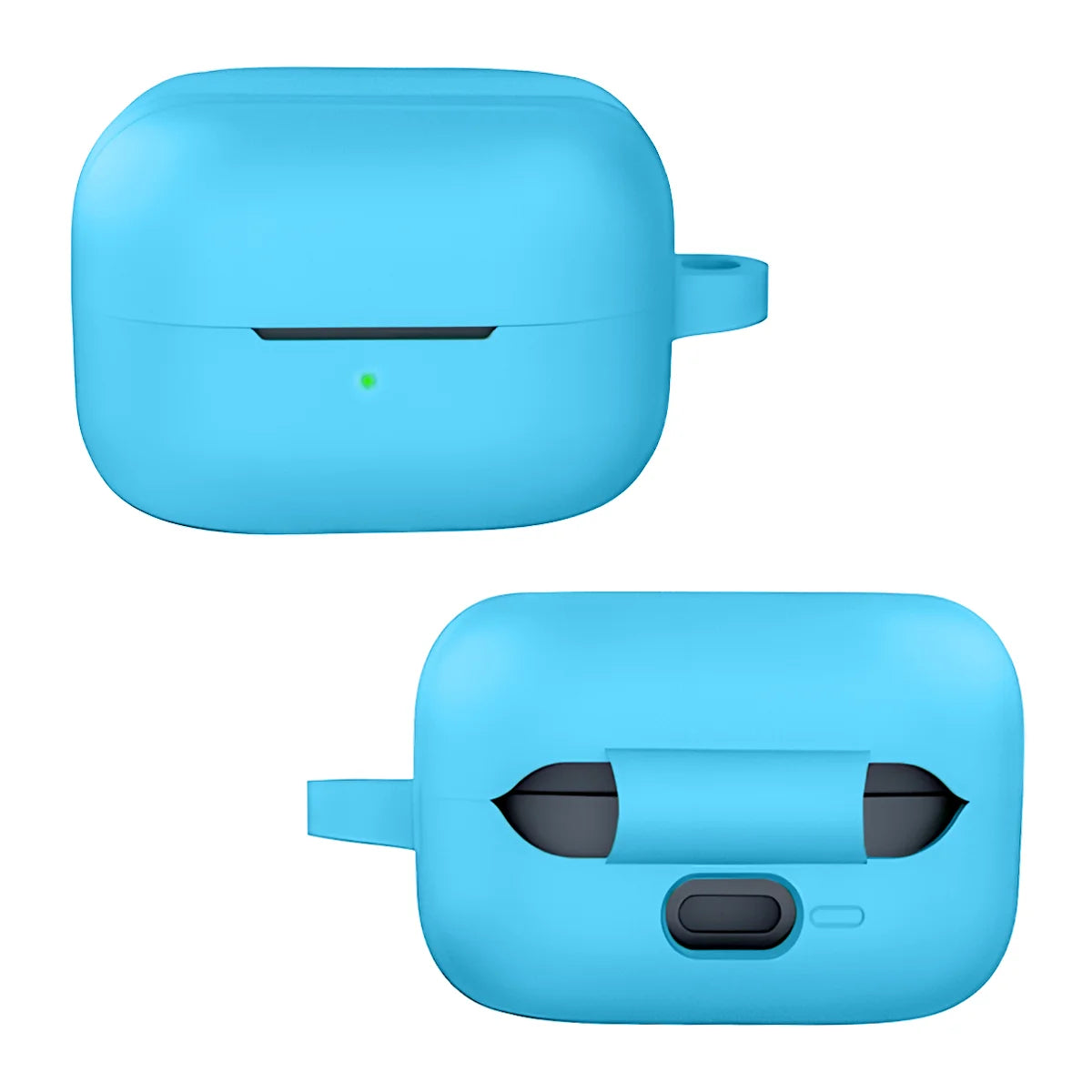 Silikonhülle mit Karabiner für Galaxy Buds 4 / 4 Pro, Bizon Case Headphone Silicone, Hellblau