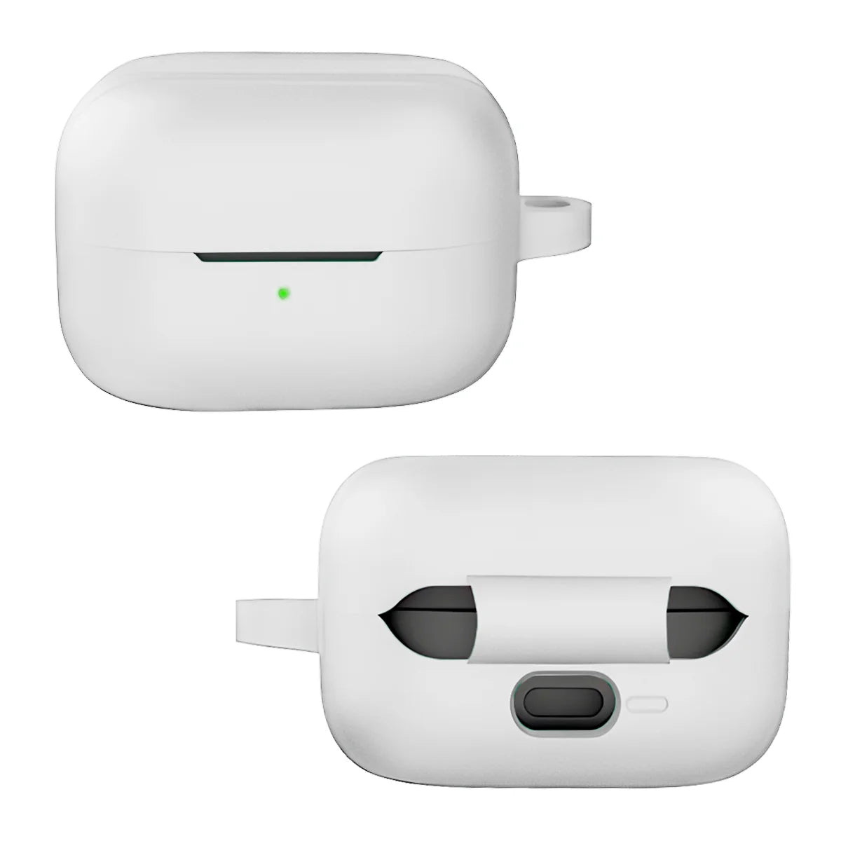 Silikonhülle mit Karabiner für Galaxy Buds 4 / 4 Pro, Bizon Case Headphone Silicone, Weiß
