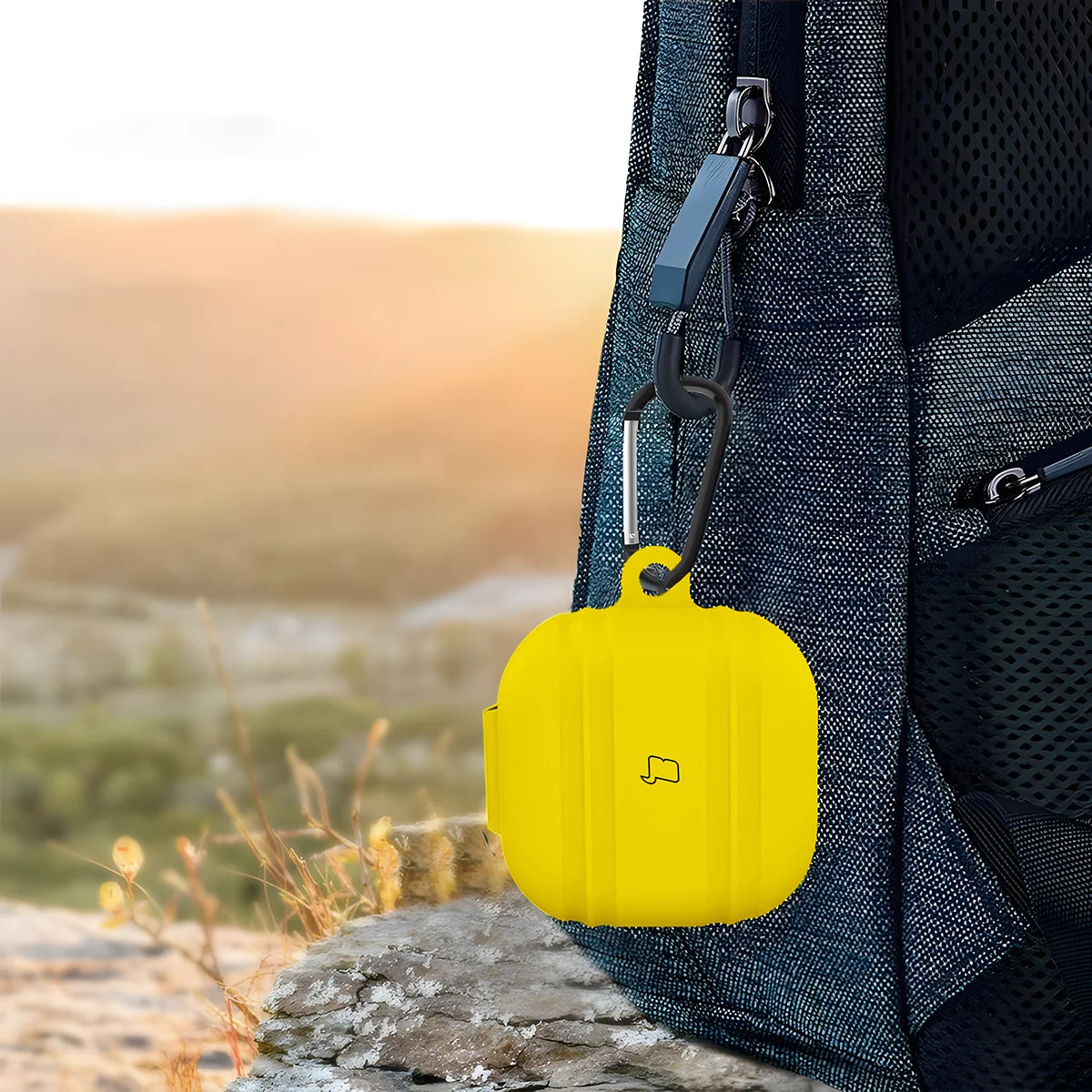 Silikonhülle mit Karabiner für Galaxy Buds 4 / 4 Pro, Bizon Case Headphone Silicone, Gelb