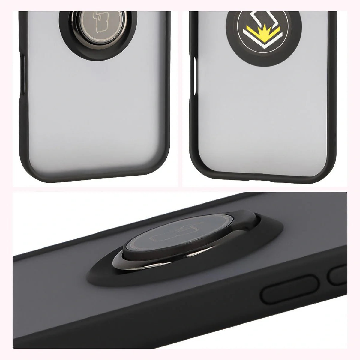 Handyhülle mit Fingergriff für iPhone Air, Bizon Case Hybrid Ring, getönt mit schwarzem Rahmen