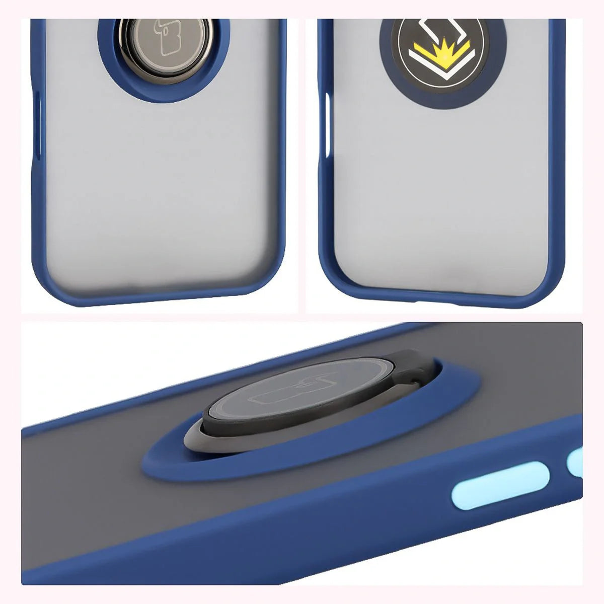 Handyhülle mit Fingergriff für iPhone Air, Bizon Case Hybrid Ring, getönt mit dunkelblauem Rahmen