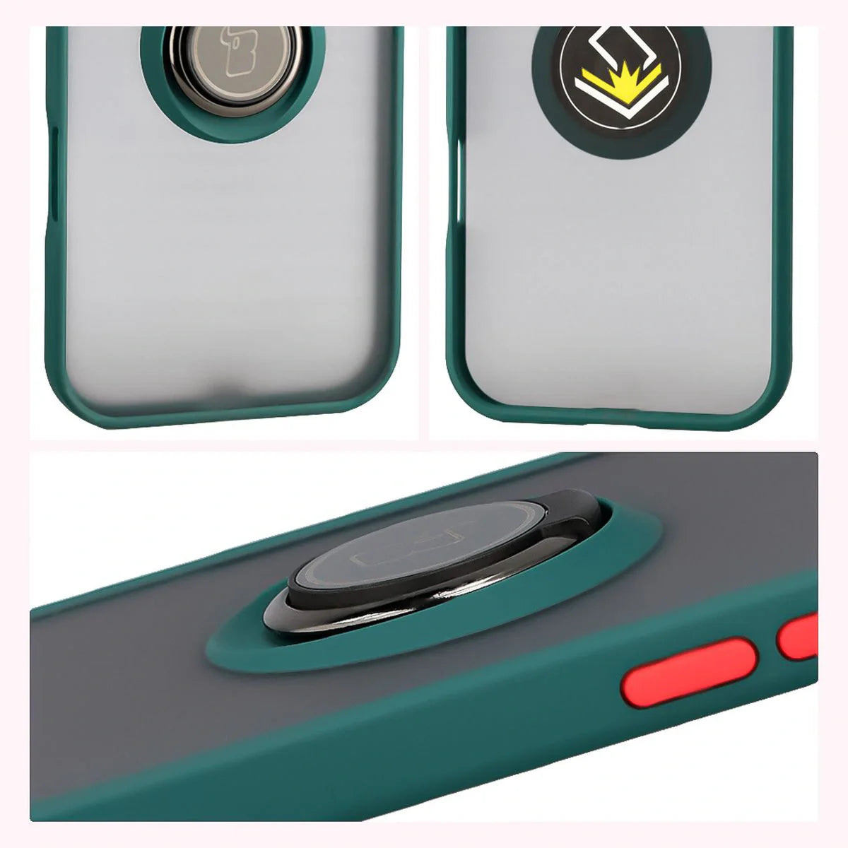 Handyhülle mit Fingergriff für iPhone Air, Bizon Case Hybrid Ring, getönt mit dunkelgrünem Rahmen