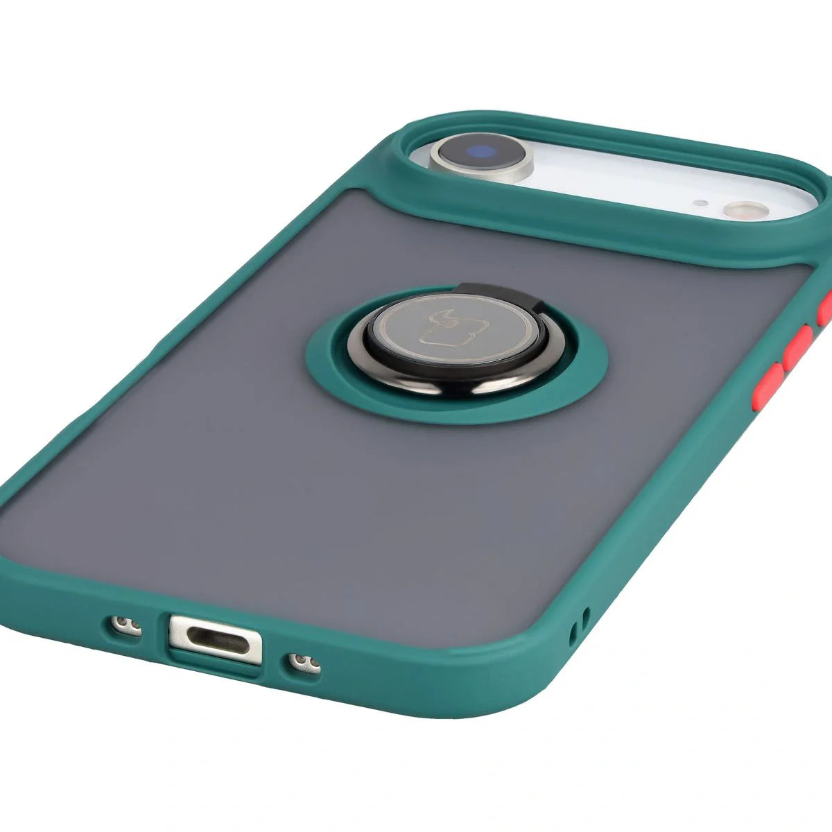 Handyhülle mit Fingergriff für iPhone Air, Bizon Case Hybrid Ring, getönt mit dunkelgrünem Rahmen