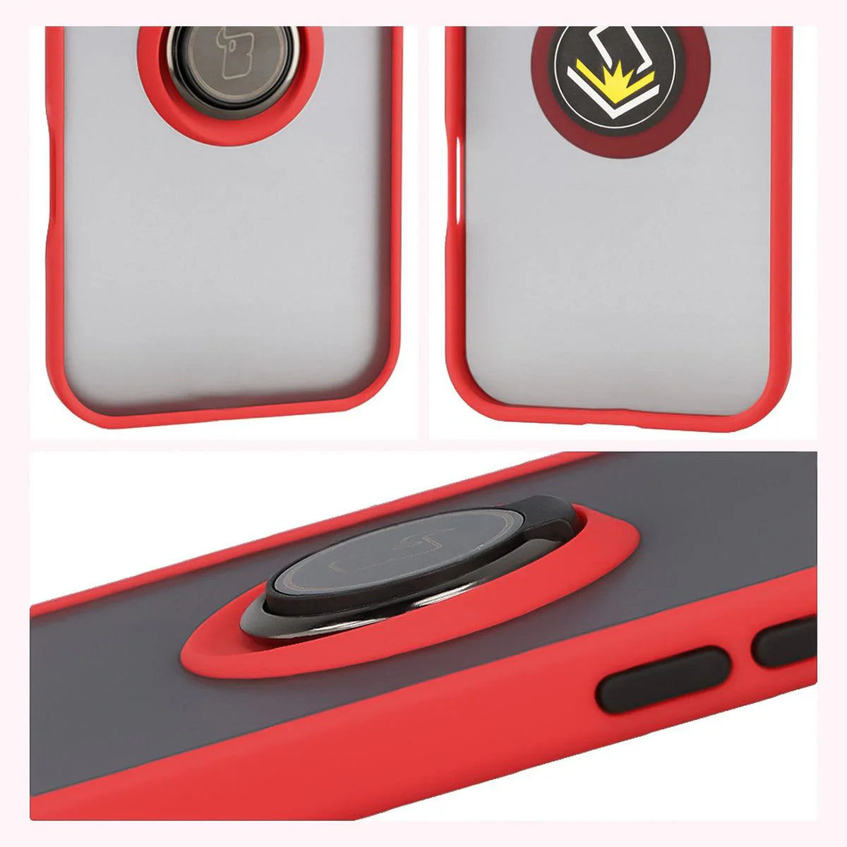 Handyhülle mit Fingergriff für iPhone Air, Bizon Case Hybrid Ring, getönt mit rotem Rahmen