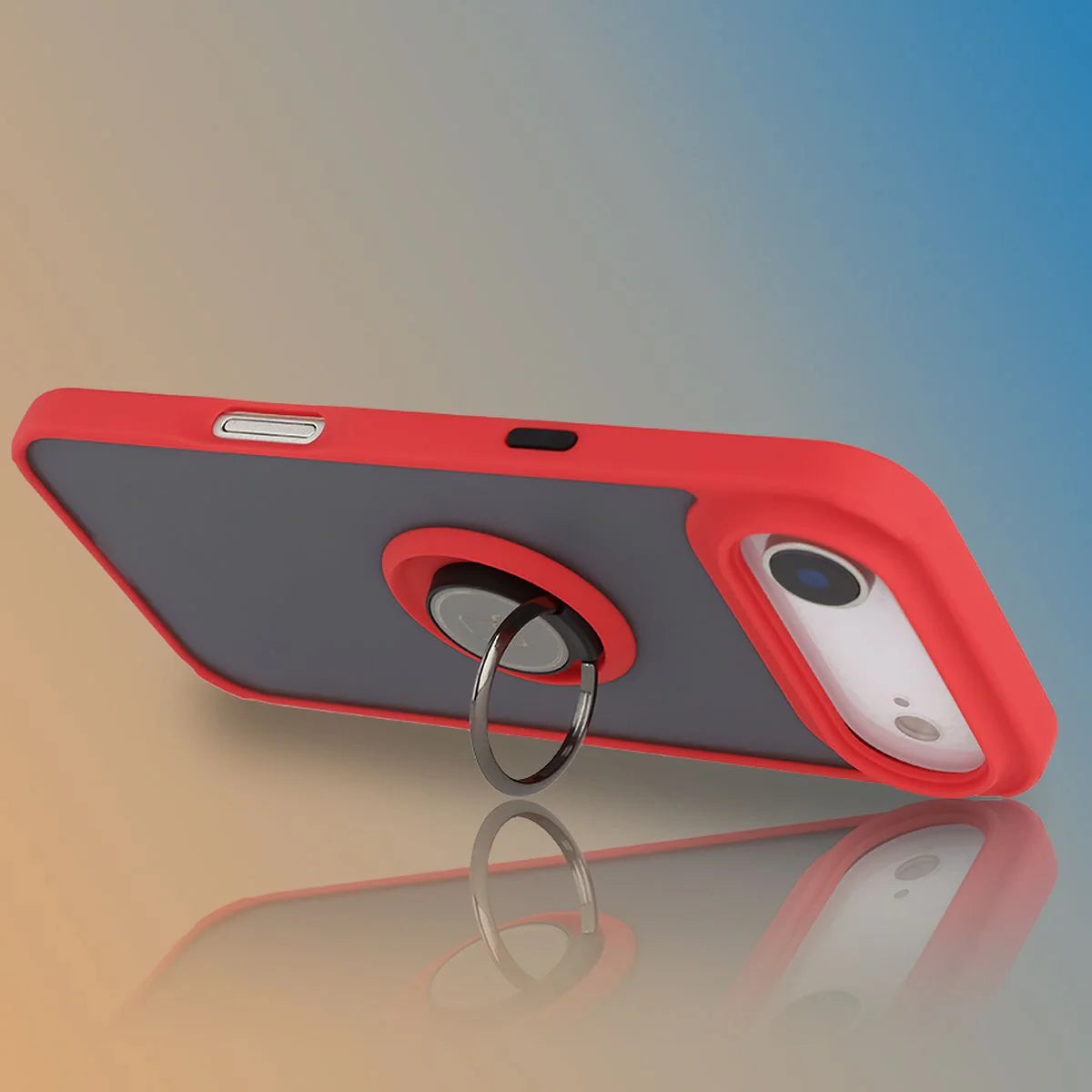 Handyhülle mit Fingergriff für iPhone Air, Bizon Case Hybrid Ring, getönt mit rotem Rahmen