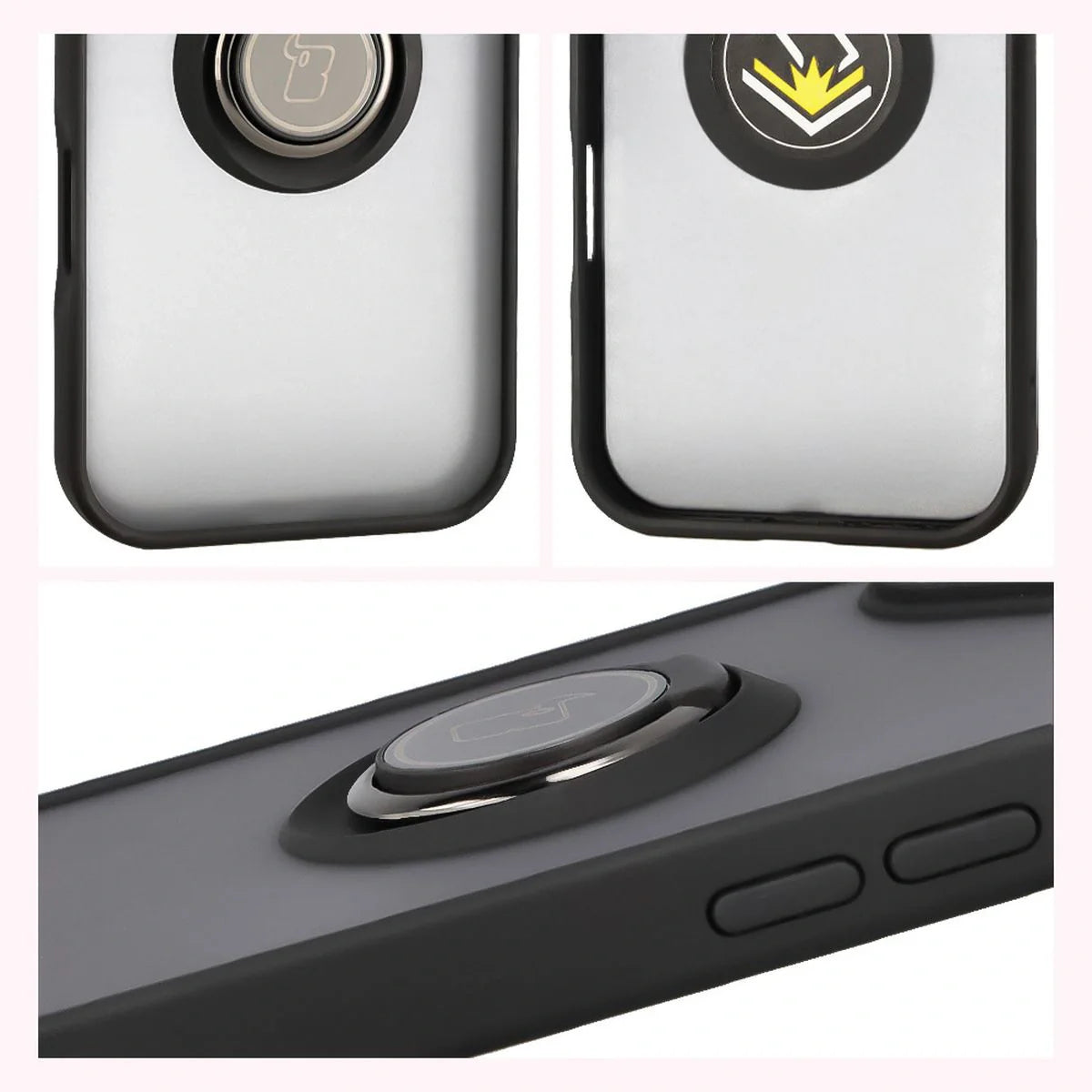 Handyhülle mit Fingergriff für iPhone 17, Bizon Case Hybrid Ring, getönt mit schwarzem Rahmen