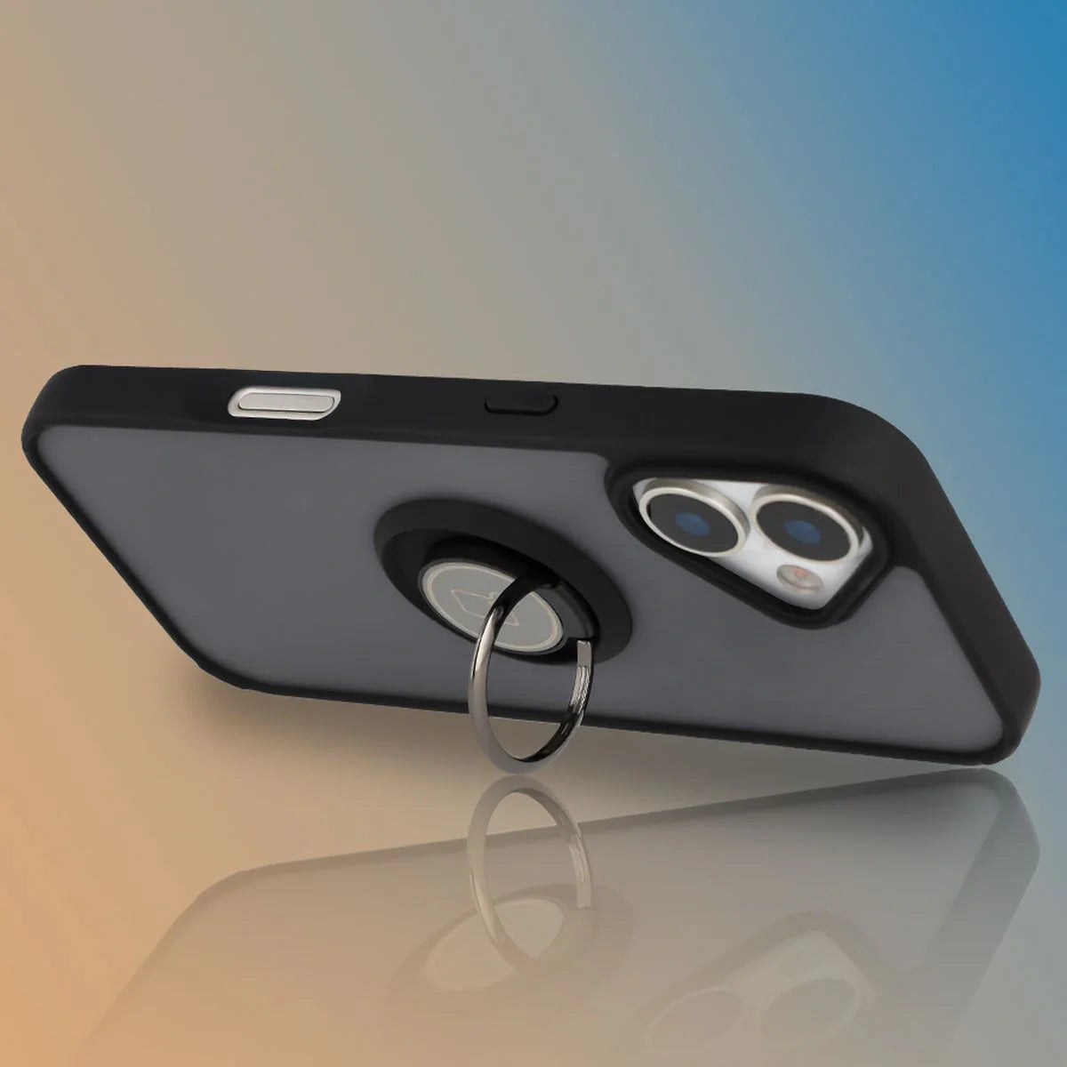 Handyhülle mit Fingergriff für iPhone 17, Bizon Case Hybrid Ring, getönt mit schwarzem Rahmen