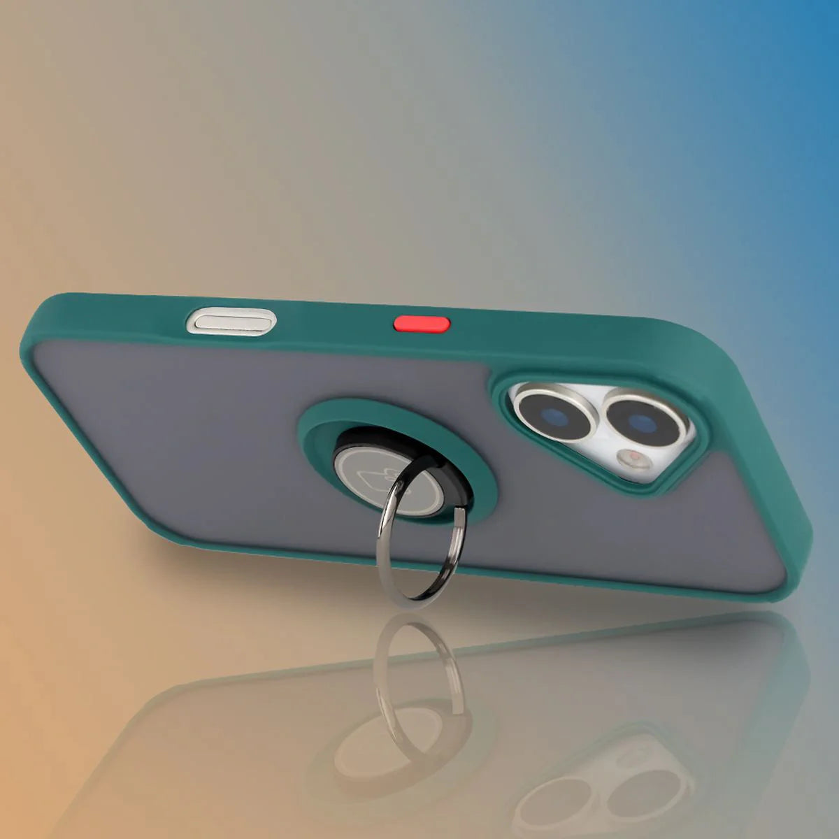 Handyhülle mit Fingergriff für iPhone 17, Bizon Case Hybrid Ring, getönt mit dunkelgrünem Rahmen