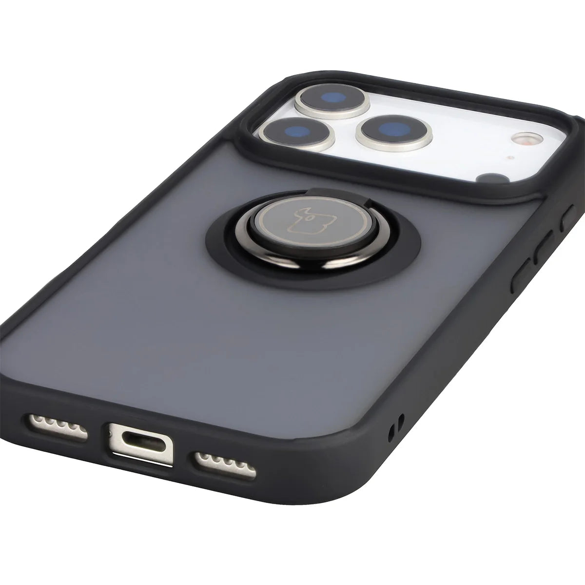 Handyhülle mit Fingergriff für iPhone 17 Pro, Bizon Case Hybrid Ring, getönt mit schwarzem Rahmen