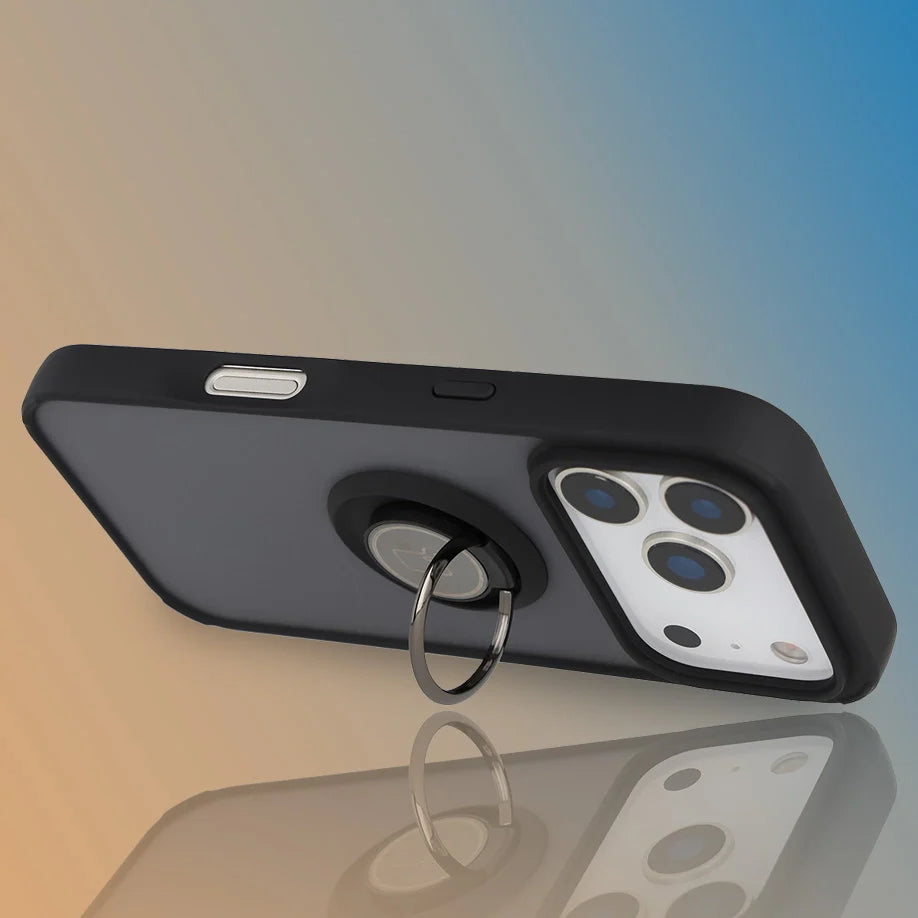Handyhülle mit Fingergriff für iPhone 17 Pro, Bizon Case Hybrid Ring, getönt mit schwarzem Rahmen