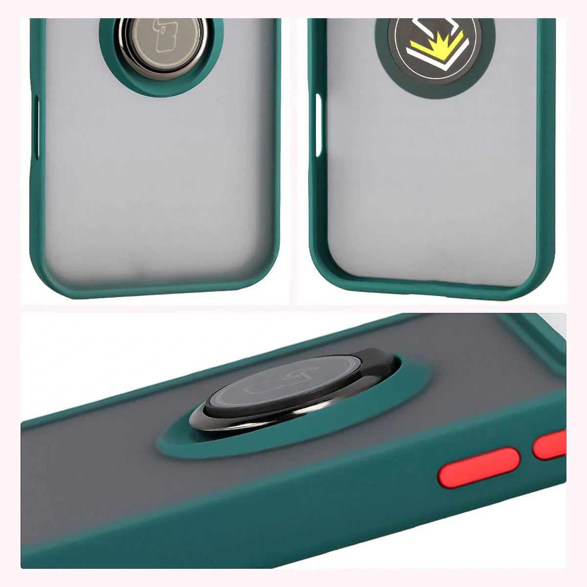 Handyhülle mit Fingergriff für iPhone 17 Pro Max, Bizon Case Hybrid Ring, getönt mit dunkelgrünem Rahmen