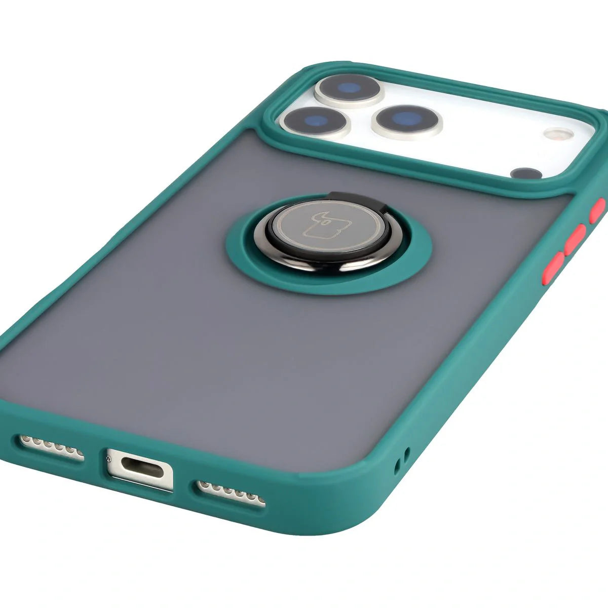 Handyhülle mit Fingergriff für iPhone 17 Pro Max, Bizon Case Hybrid Ring, getönt mit dunkelgrünem Rahmen