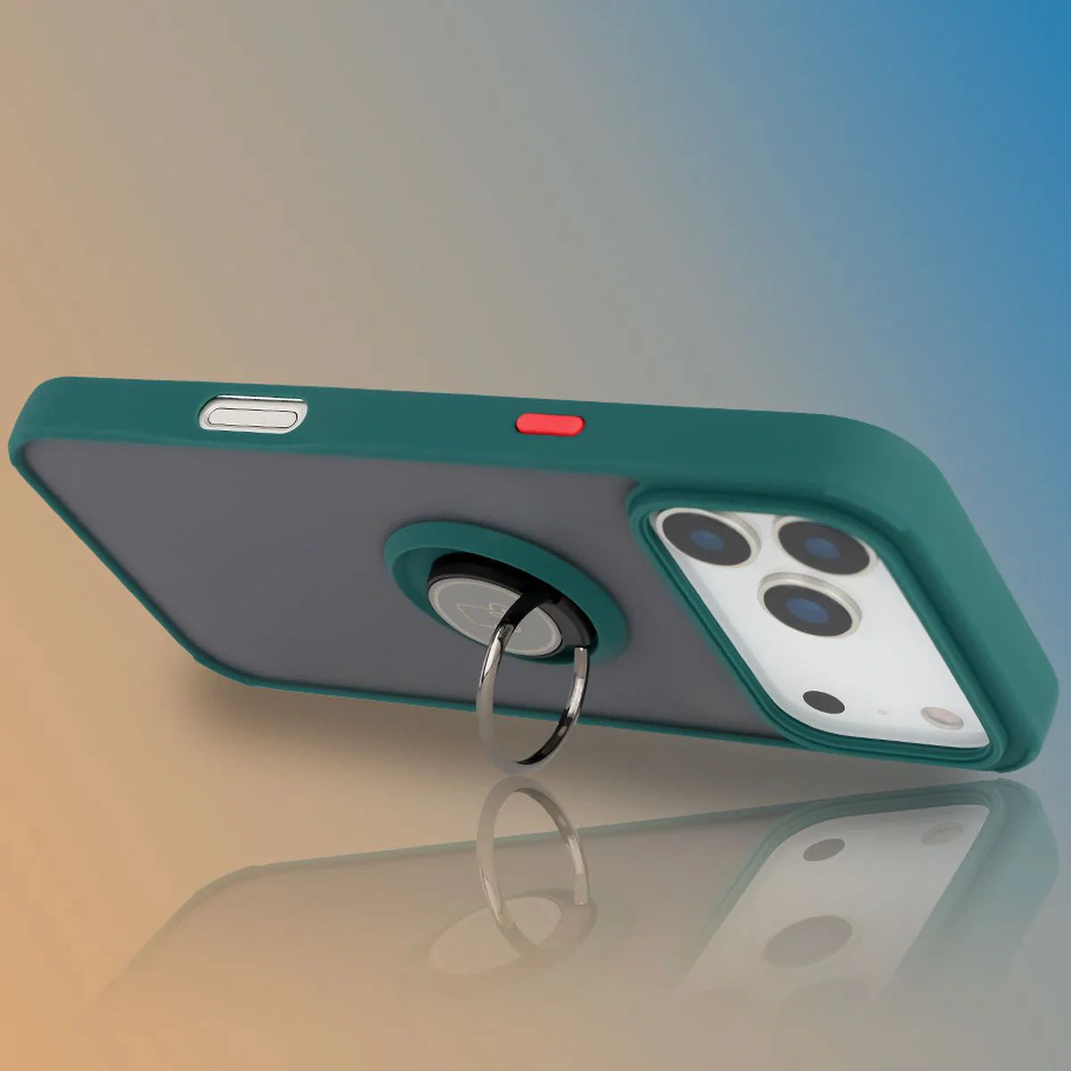 Handyhülle mit Fingergriff für iPhone 17 Pro Max, Bizon Case Hybrid Ring, getönt mit dunkelgrünem Rahmen