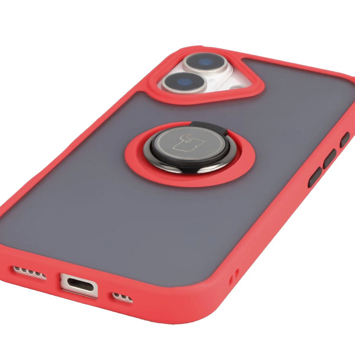 Handyhülle mit Fingergriff für iPhone 17, Bizon Case Hybrid Ring, getönt mit rotem Rahmen