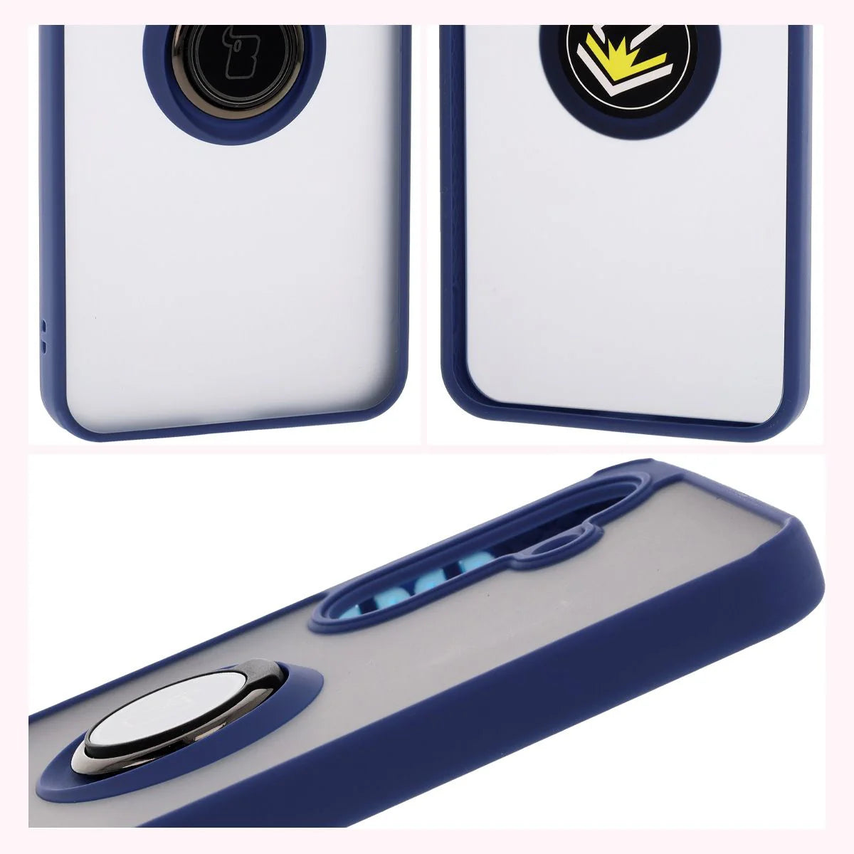 Handyhülle mit Fingergriff für Galaxy A36 5G, Bizon Case Hybrid Ring, getönt mit dunkelblauem Rahmen