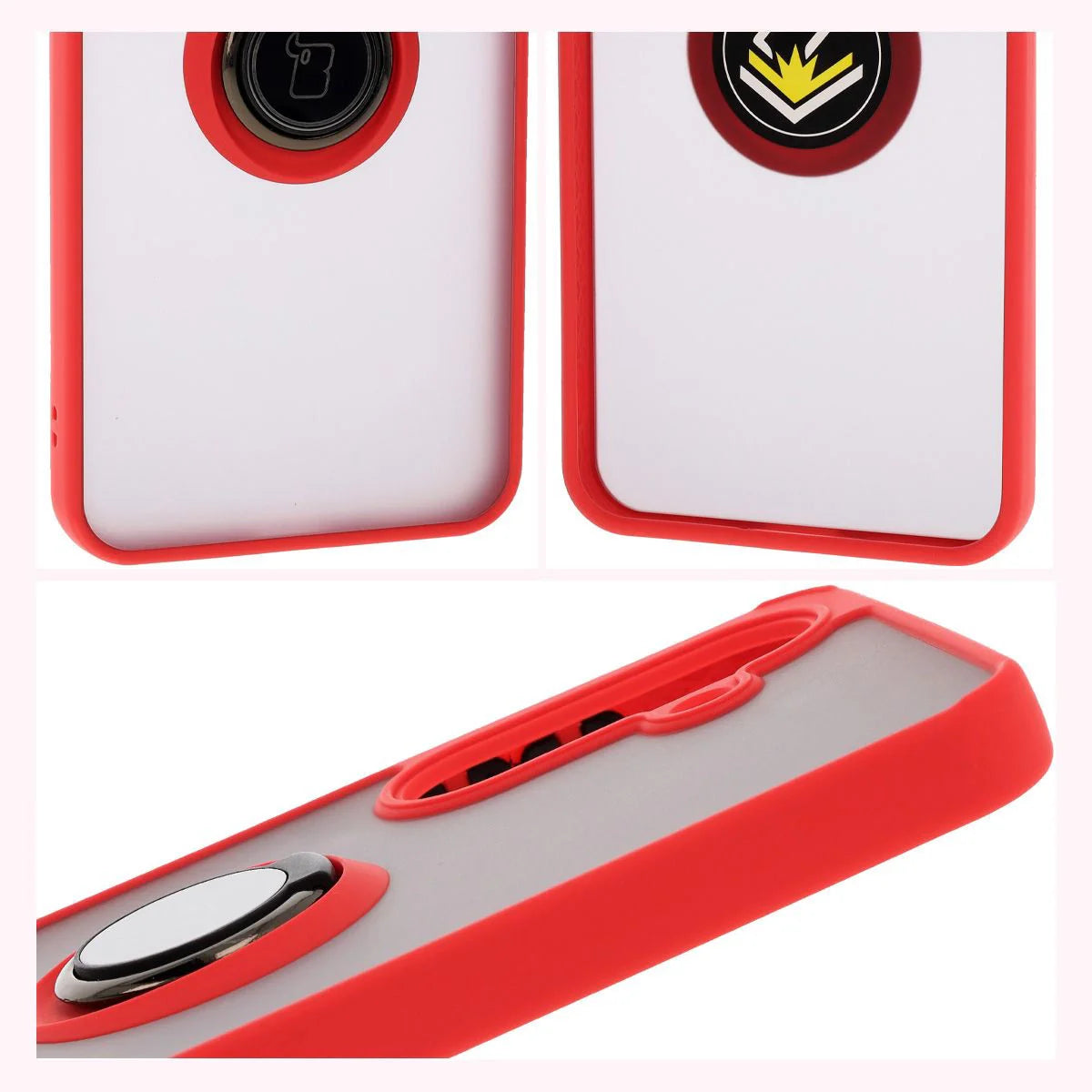 Handyhülle mit Fingergriff für Galaxy A36 5G, Bizon Case Hybrid Ring, getönt mit rotem Rahmen