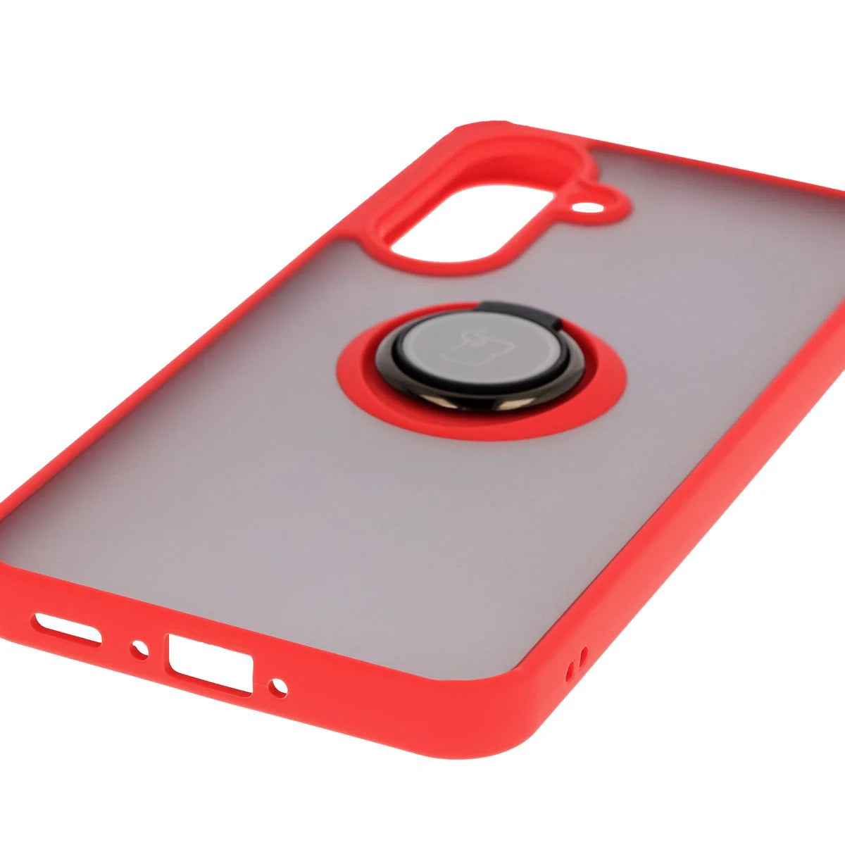 Handyhülle mit Fingergriff für Galaxy A36 5G, Bizon Case Hybrid Ring, getönt mit rotem Rahmen