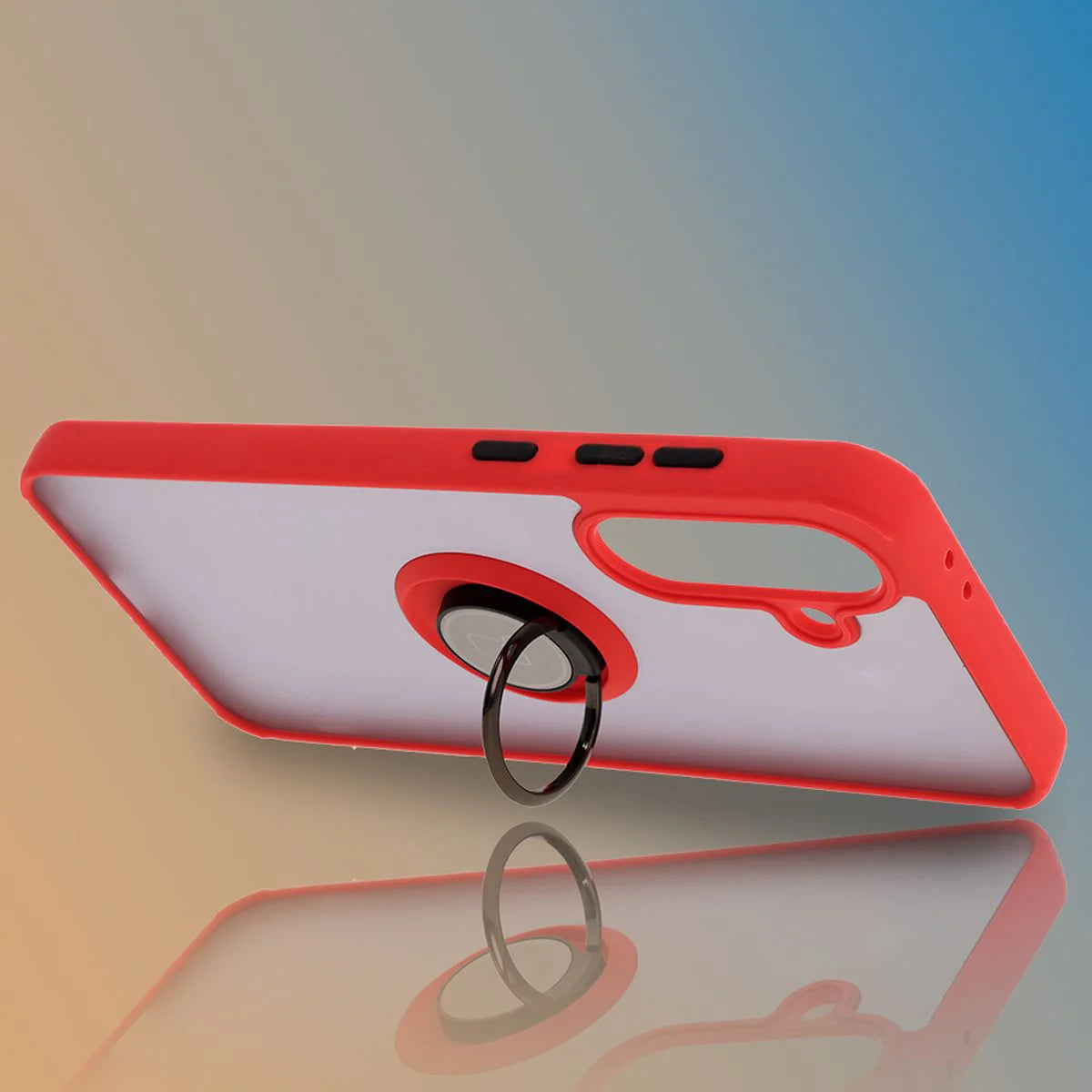 Handyhülle mit Fingergriff für Galaxy A36 5G, Bizon Case Hybrid Ring, getönt mit rotem Rahmen