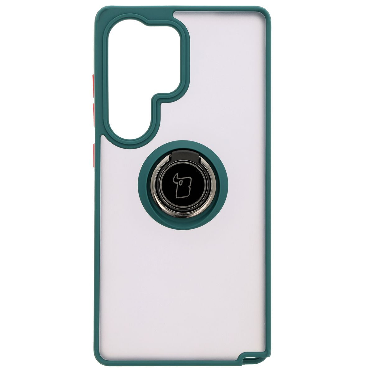 Handyhülle mit Fingergriff für Galaxy S25 Ultra, Bizon Case Hybrid Ring, getönt mit dunkelgrünem Rahmen