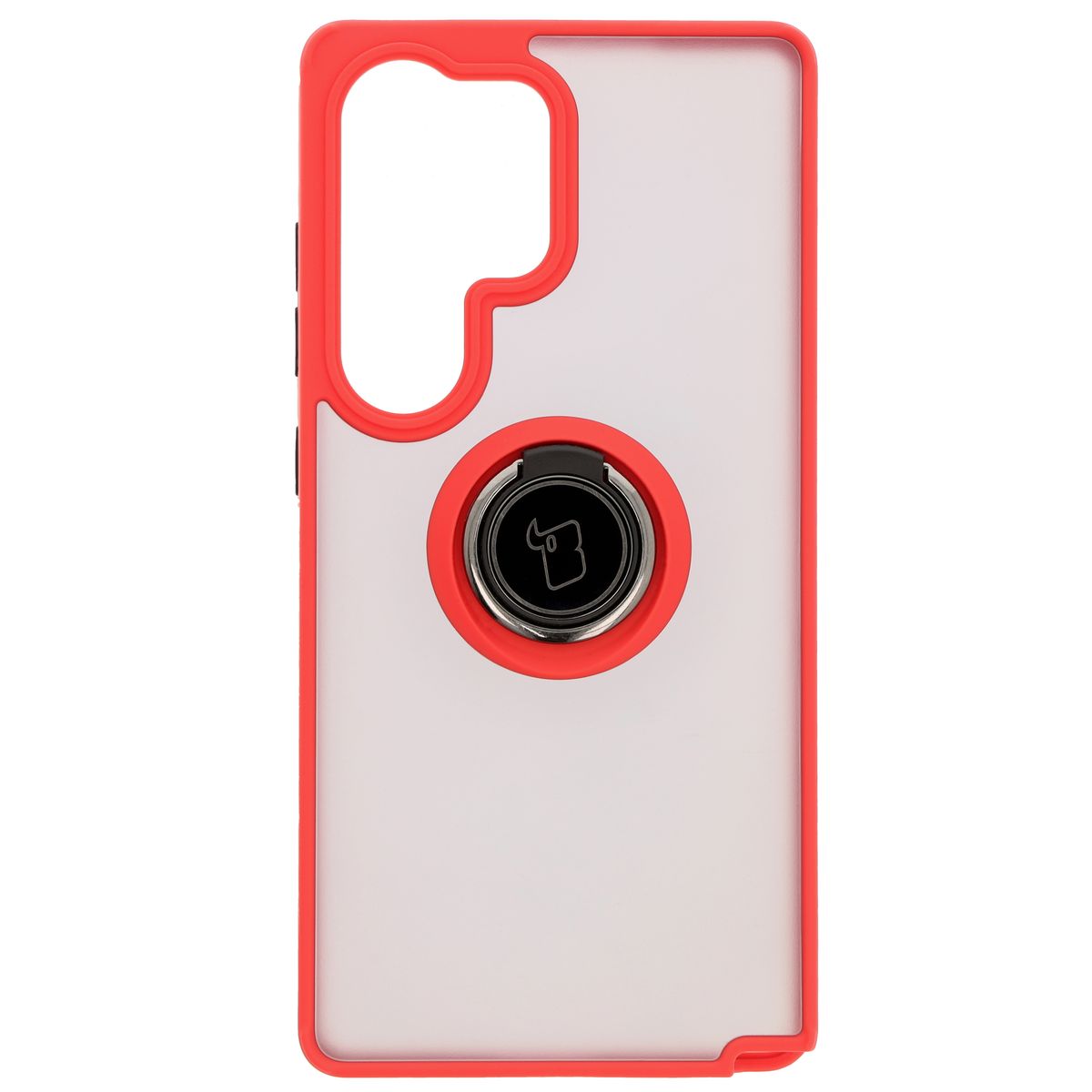 Handyhülle mit Fingergriff für Galaxy S25 Ultra, Bizon Case Hybrid Ring, getönt mit rotem Rahmen