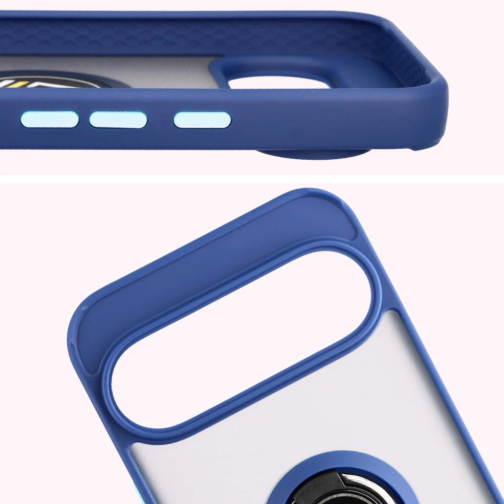 Handyhülle mit Fingergriff für Google Pixel 10 Pro XL, Bizon Case Hybrid Ring, getönt mit dunkelblauem Rahmen