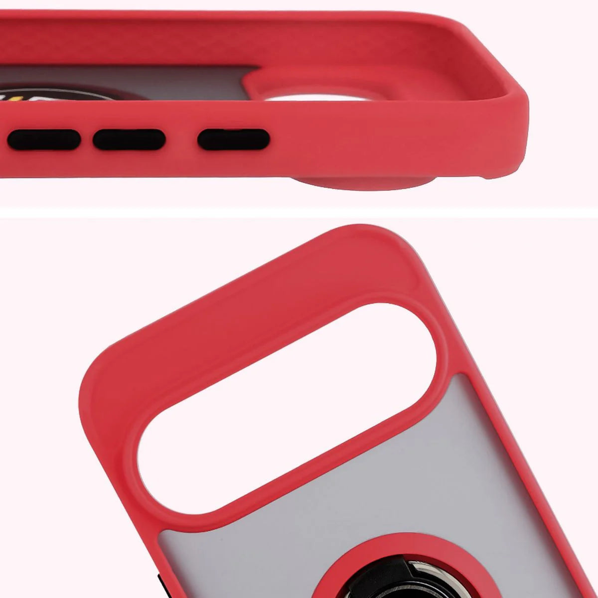 Handyhülle mit Fingergriff für Google Pixel 10 / 10 Pro, Bizon Case Hybrid Ring, getönt mit rotem Rahmen
