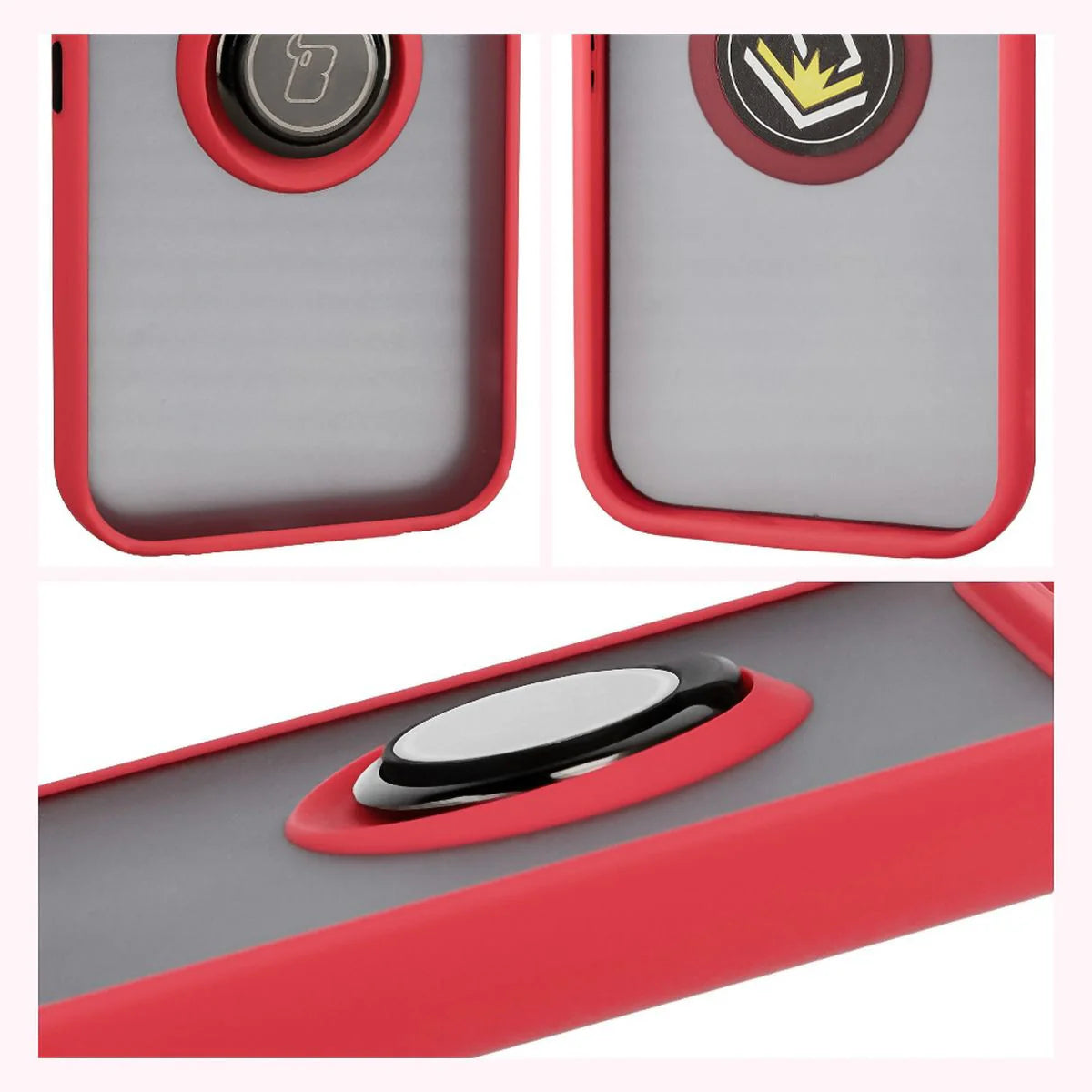 Handyhülle mit Fingergriff für Google Pixel 10 / 10 Pro, Bizon Case Hybrid Ring, getönt mit rotem Rahmen