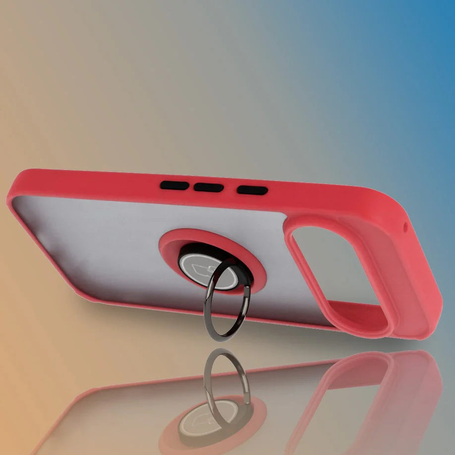 Handyhülle mit Fingergriff für Google Pixel 10 / 10 Pro, Bizon Case Hybrid Ring, getönt mit rotem Rahmen