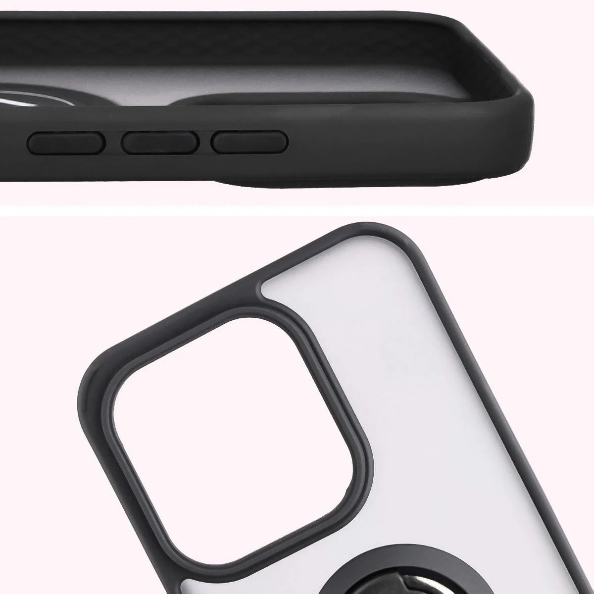 Handyhülle mit Fingergriff für Honor 400 Lite, Bizon Case Hybrid Ring, getönt mit schwarzem Rahmen