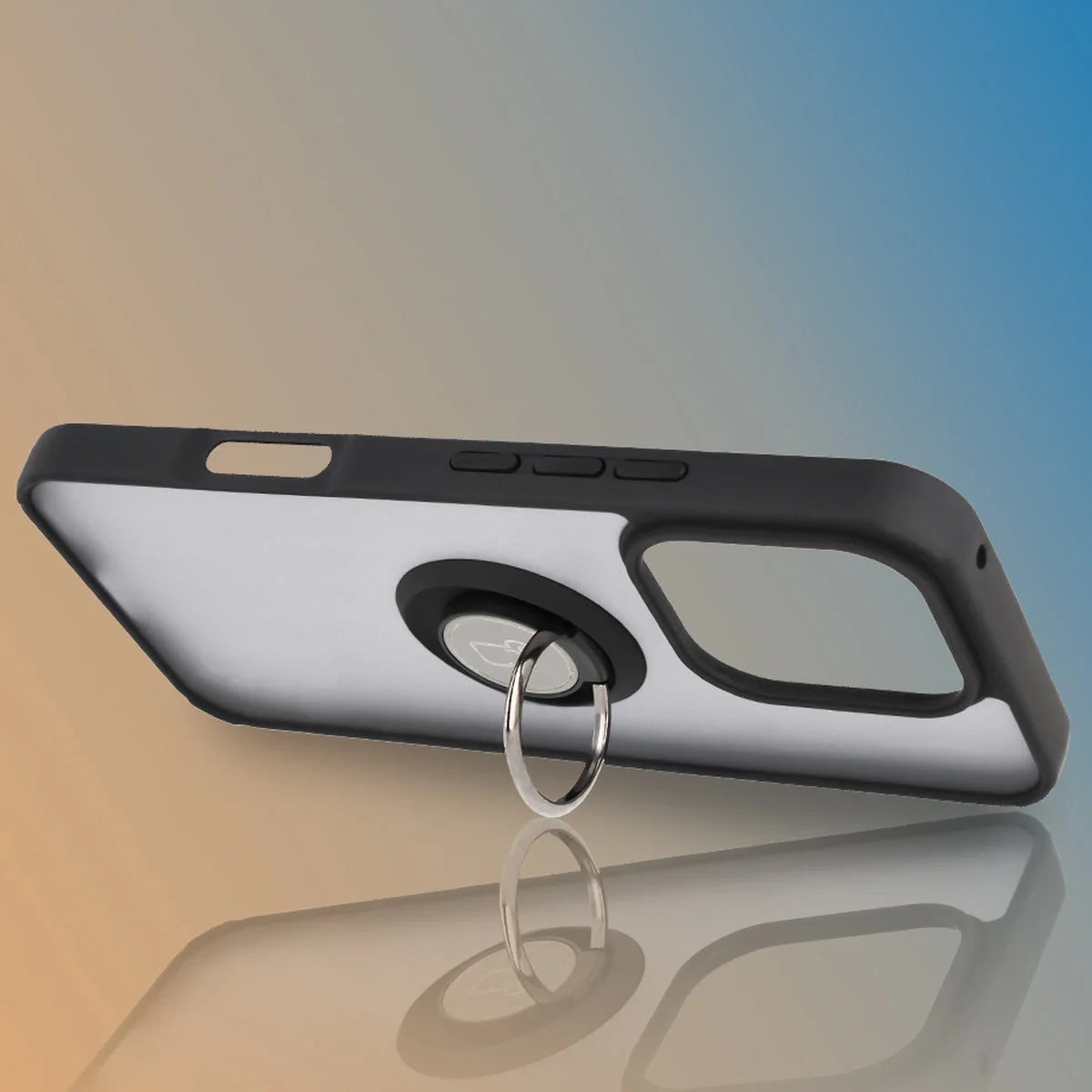 Handyhülle mit Fingergriff für Honor 400 Lite, Bizon Case Hybrid Ring, getönt mit schwarzem Rahmen
