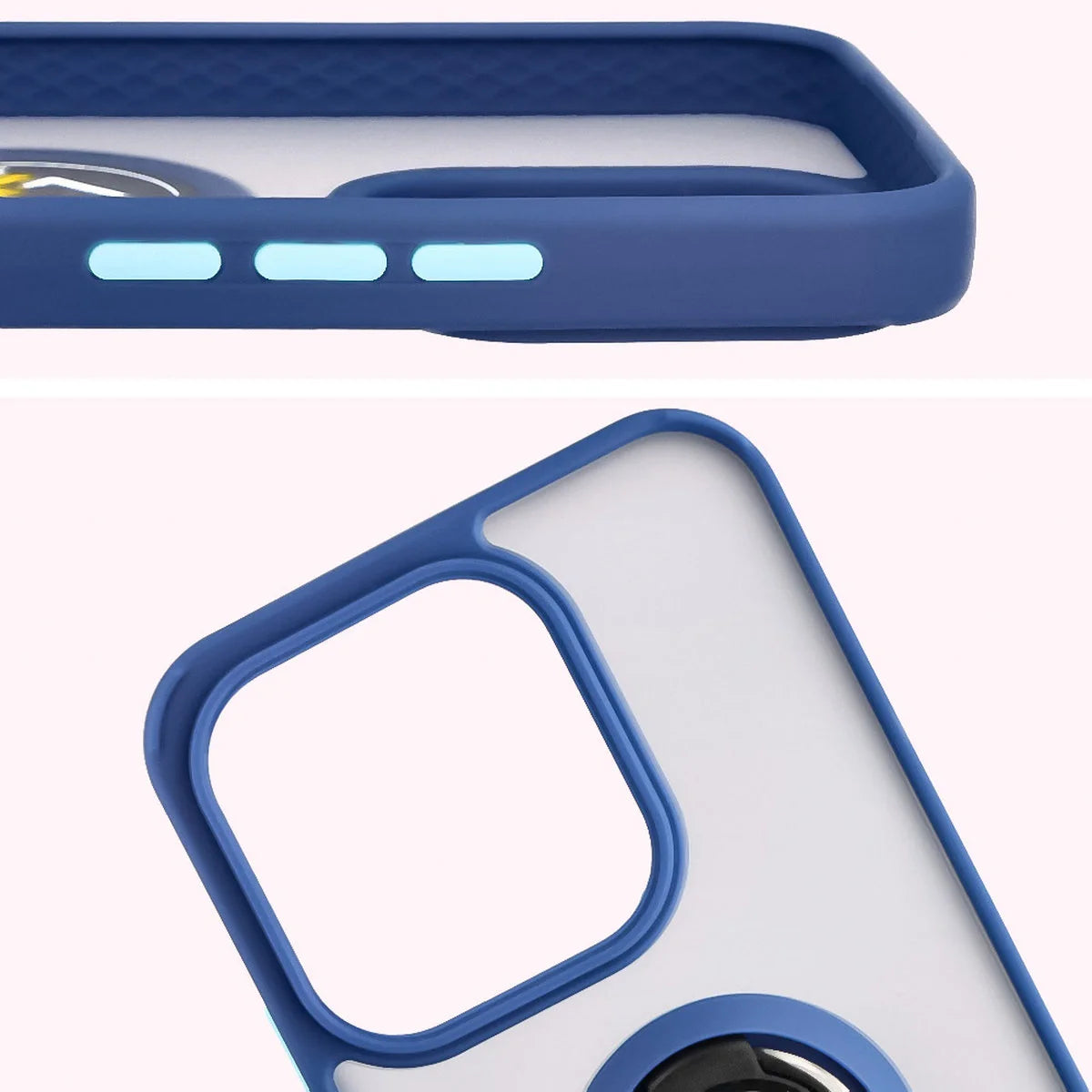Handyhülle mit Fingergriff für Honor 400 Lite, Bizon Case Hybrid Ring, getönt mit dunkelblauem Rahmen