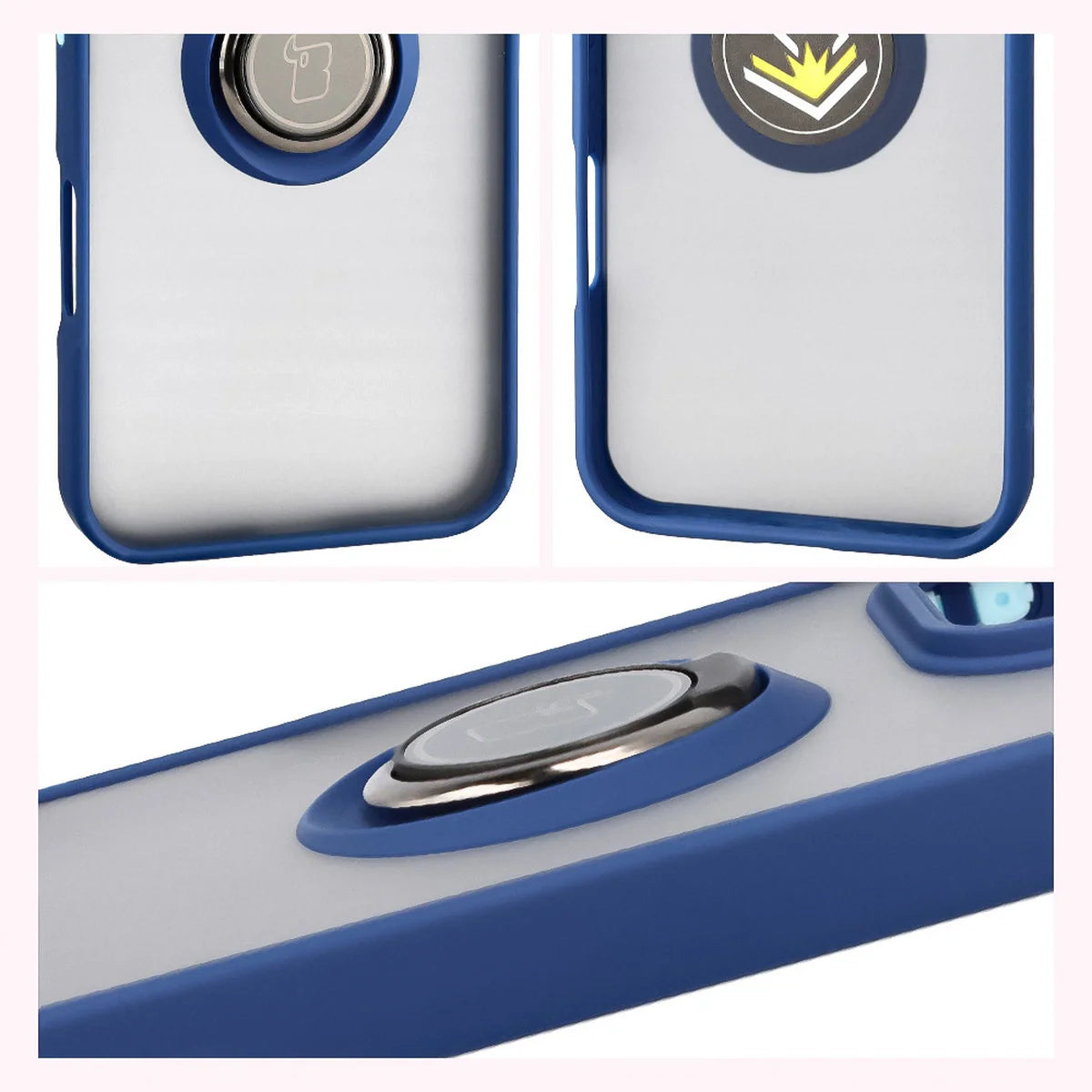 Handyhülle mit Fingergriff für Honor 400 Lite, Bizon Case Hybrid Ring, getönt mit dunkelblauem Rahmen