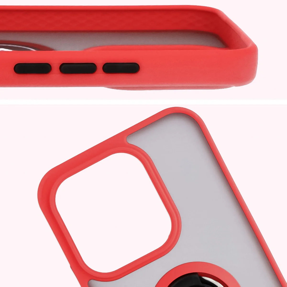 Handyhülle mit Fingergriff für Honor 400 Lite, Bizon Case Hybrid Ring, getönt mit rotem Rahmen