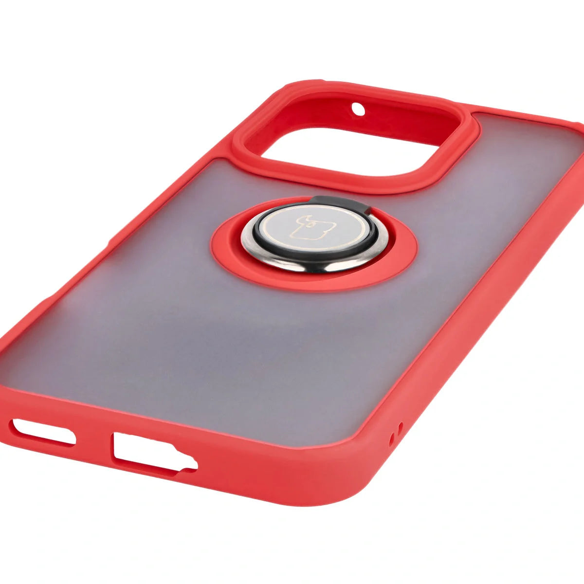Handyhülle mit Fingergriff für Honor 400 Lite, Bizon Case Hybrid Ring, getönt mit rotem Rahmen
