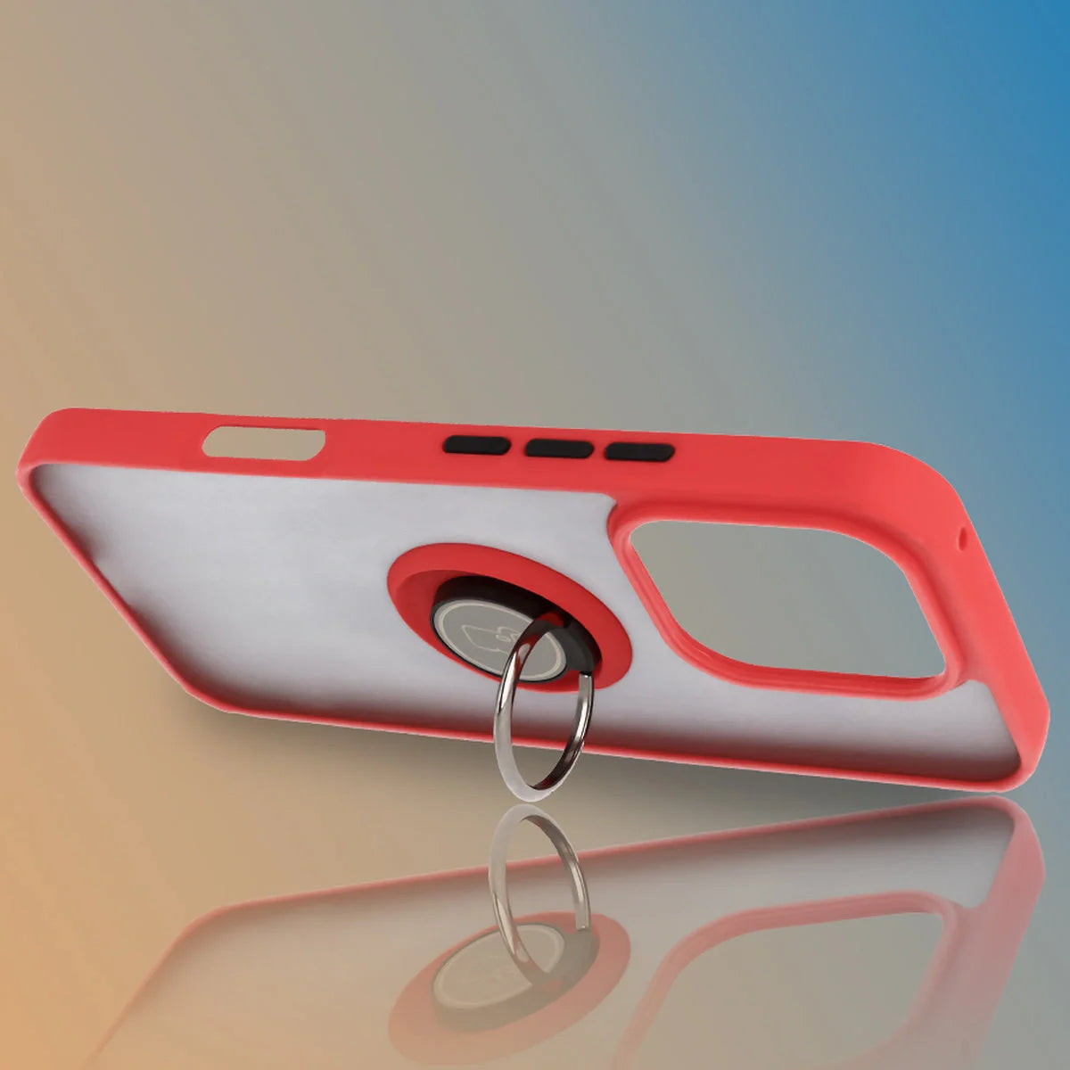 Handyhülle mit Fingergriff für Honor 400 Lite, Bizon Case Hybrid Ring, getönt mit rotem Rahmen