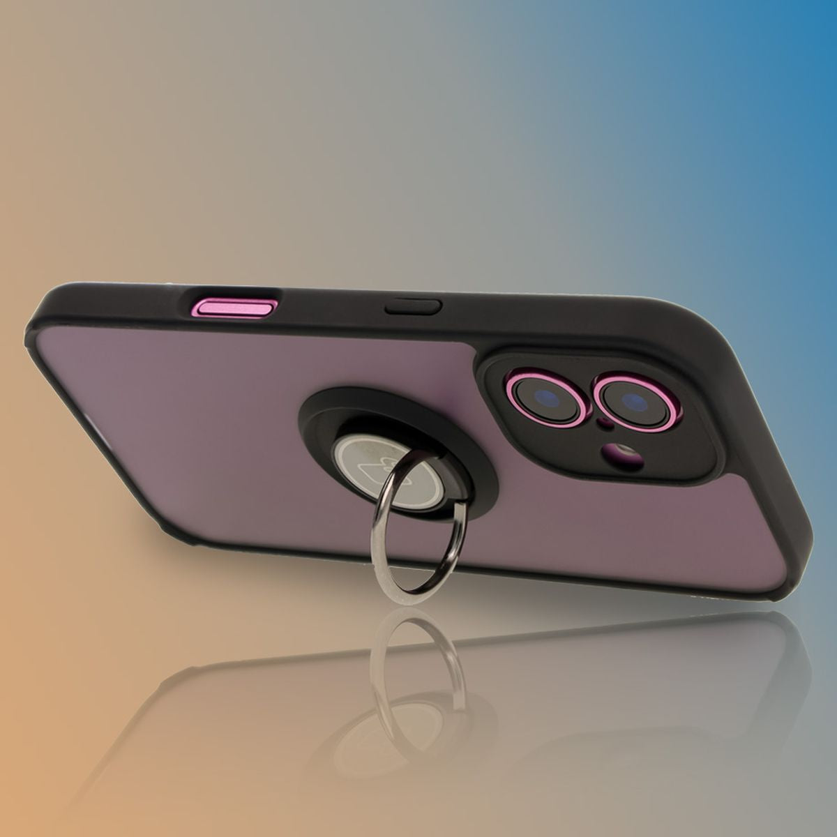 Handyhülle mit Fingergriff für iPhone 16, Bizon Case Hybrid Ring, getönt mit schwarzem Rahmen