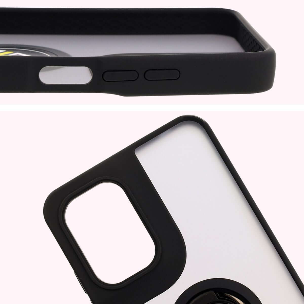 Handyhülle mit Fingergriff für Motorola Moto G05 / E15, Bizon Case Hybrid Ring, getönt mit schwarzem Rahmen