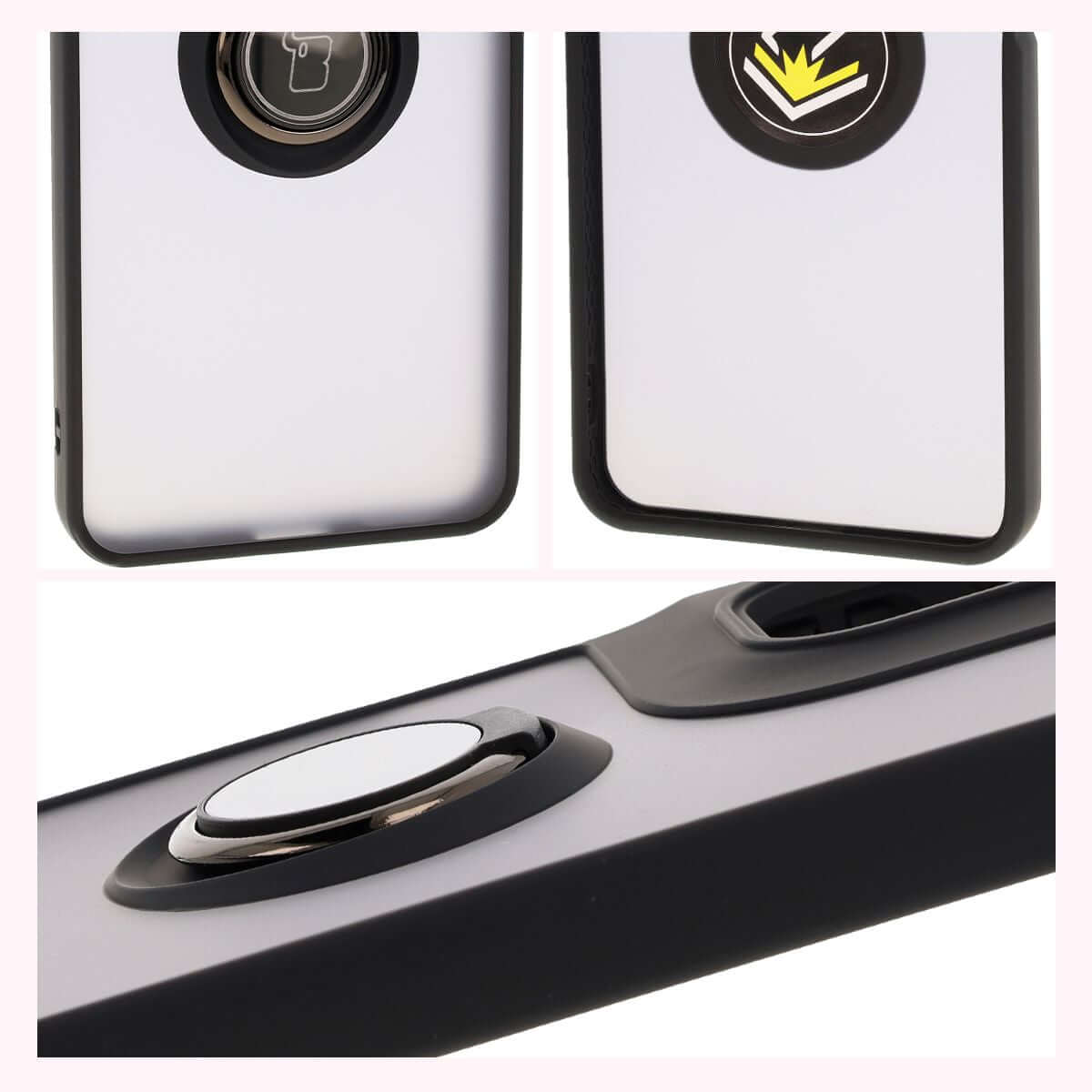 Handyhülle mit Fingergriff für Motorola Moto G05 / E15, Bizon Case Hybrid Ring, getönt mit schwarzem Rahmen