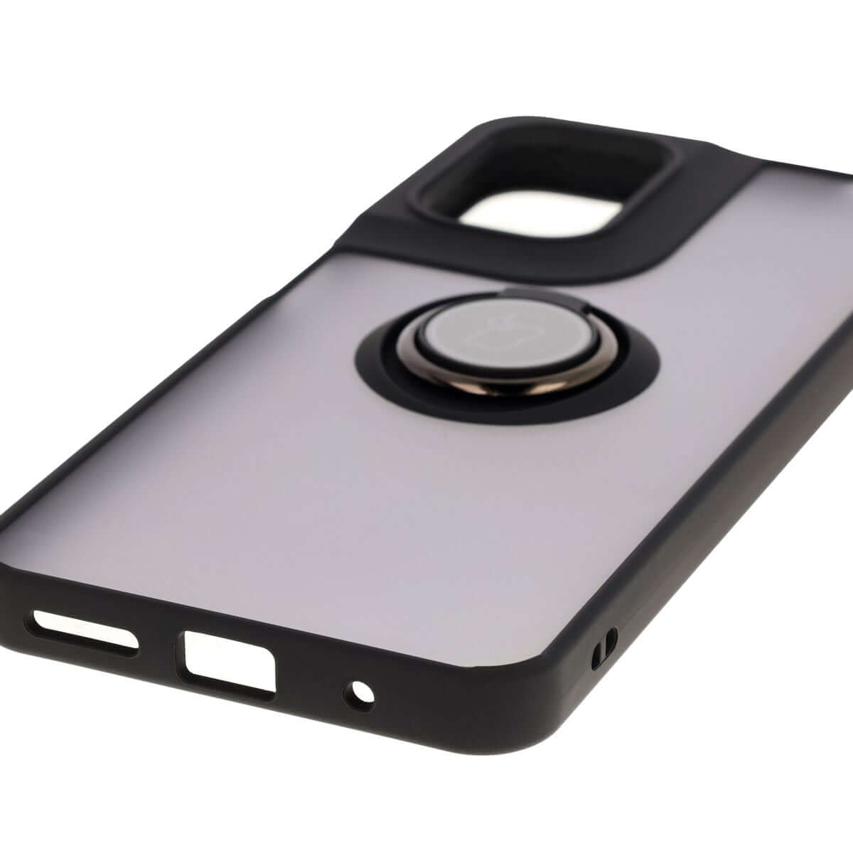 Handyhülle mit Fingergriff für Motorola Moto G05 / E15, Bizon Case Hybrid Ring, getönt mit schwarzem Rahmen